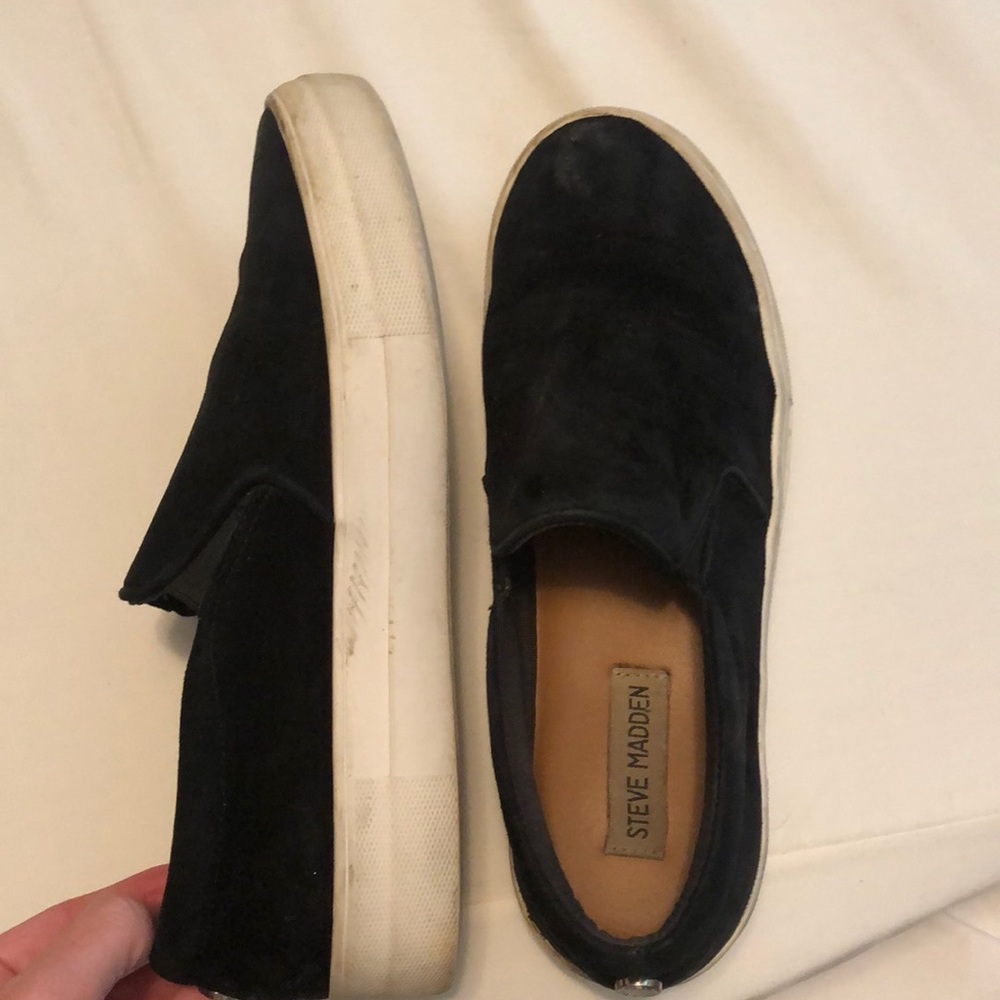 Black Steve Madden slip ons